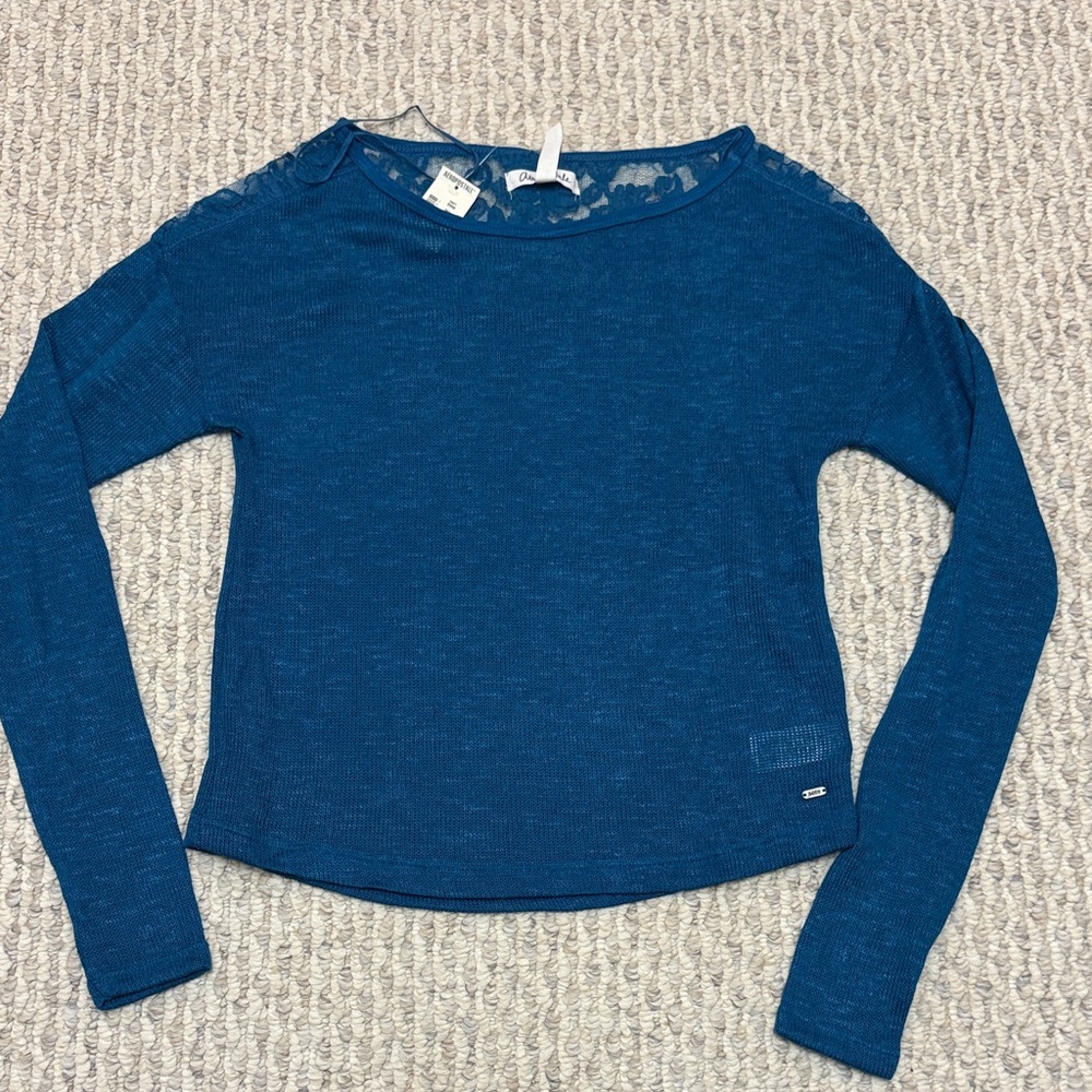 Aeropostale Teal Knit Top with Lace Accent